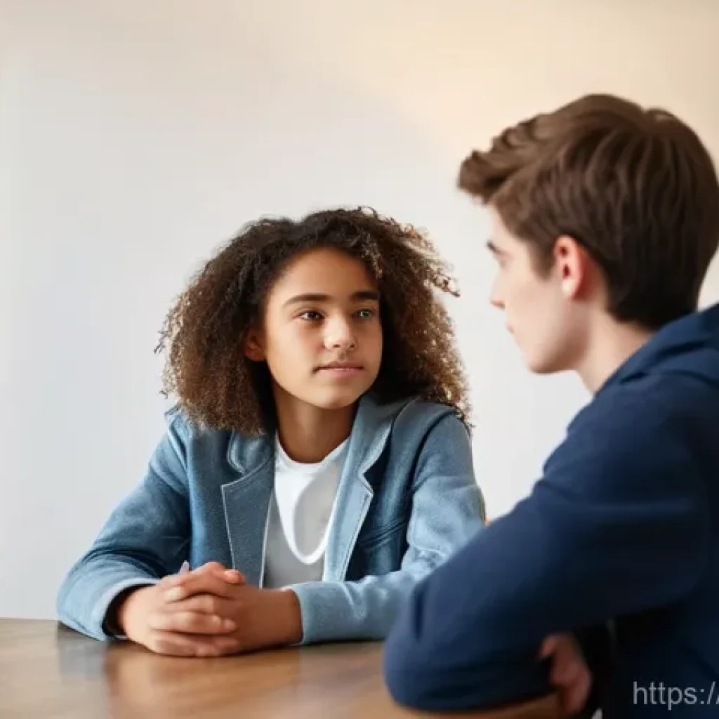 청소년상담사 시험 관련 최신 공지 - A warm and inviting counseling room, bathed in soft, natural light. A compassionate female youth cou...