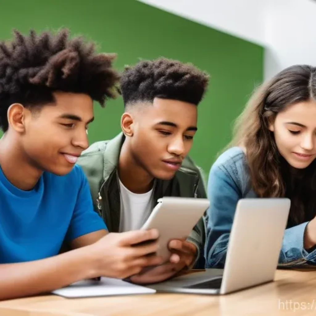 청소년상담사로서 직업적 강점 키우기 - A diverse group of modern teenagers, approximately 15-18 years old, are depicted in a vibrant, conte...