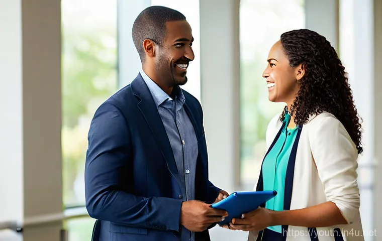 청소년상담사 자격증의 사회적 가치 - A warm and empathetic female youth counselor in her late 30s, dressed in a professional yet approach...