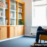 청소년상담사 전문성을 높이는 학습법 - A compassionate female youth counselor, in her late 30s, with a warm and understanding expression, g...